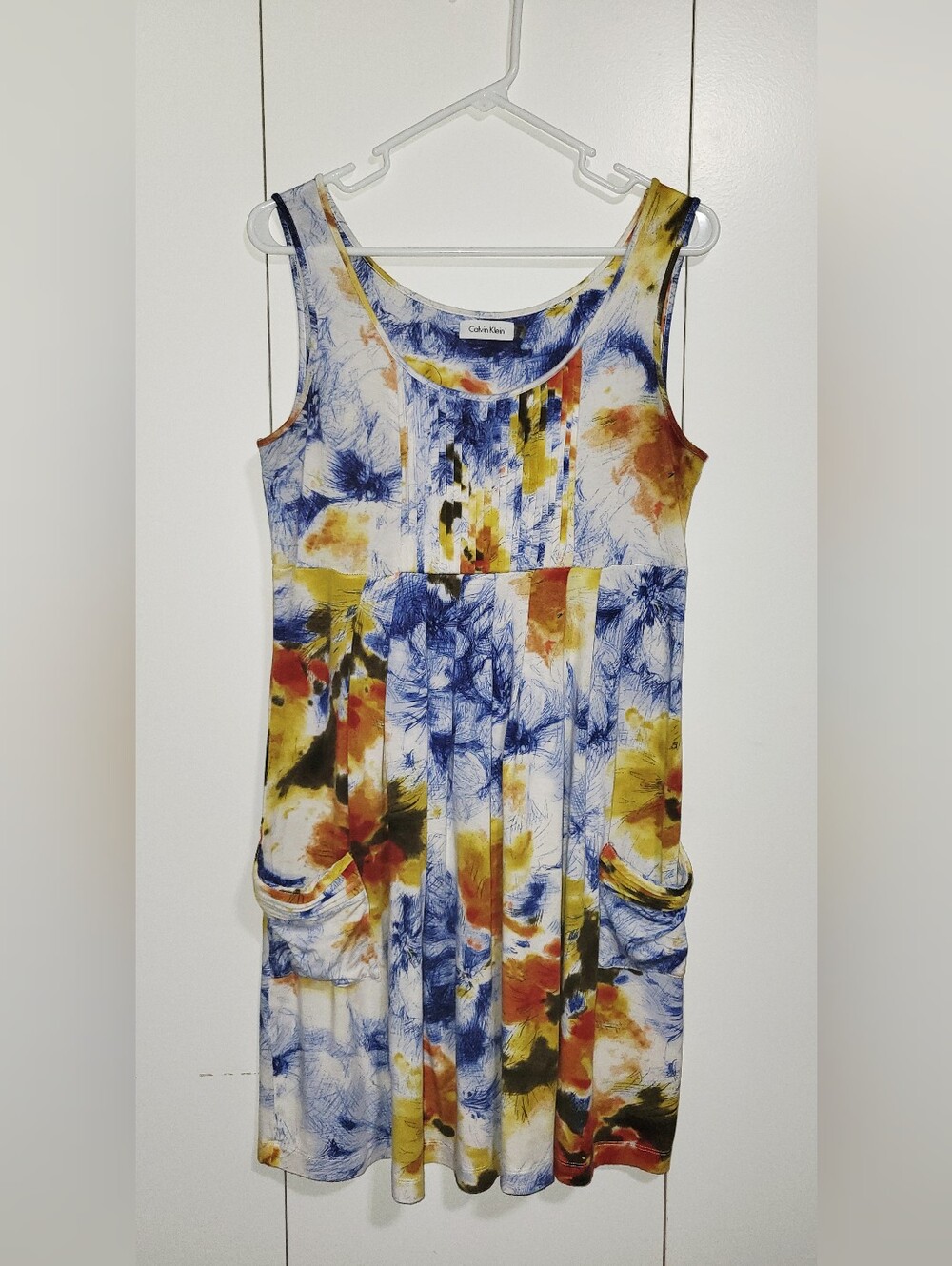 Calvin Klein Watercolor Floral Dress With Pockets - Size 10